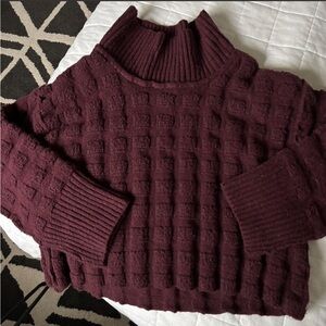 Free People burgundy mock neck sweater